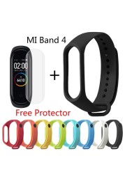 الرياضة سيليكون النساء الرجال موضة MI الفرقة 4 حزام ل شاومي Miband 4 سوار ساعة مجانية فليم حامي الشاشة