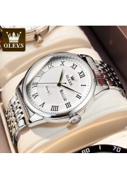 OLEVS Luxury Original Brand Mens Watch Waterproof Stainless Steel Date Quartz Watch Fashion Men's Wristwatches Reloj Hombre