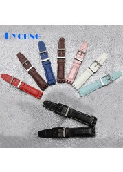 High Quality Luxury 17mm 19mm Waterproof Genuine Leather Watch Strap Band for Swatch Crocodile Pattern Leather Strap Men Blue Red