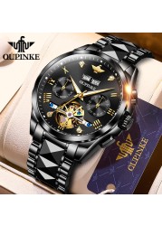 Original OUPINKE luxury automatic men's watch mechanical sapphire crystal waterproof fashion top brand hollow wristwatches