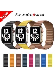 Leather Connect Strap for Apple Watch 7 6 5 4 SE Band 40mm 44mm Original Magnetic for iwatch Series 3 38mm 42mm Replacement Strap