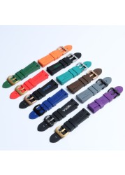 24mm Black Blue Red Orange Gray Purple Watch Band Silicone Rubber Watchband Fit For Panerai Strap Tools Pin Buckle Tools