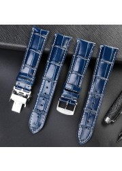 It is suitable for Longines belt, leather craftsman, moon blue crocodile pattern, exquisite Comcas male belt 19 20 21mm