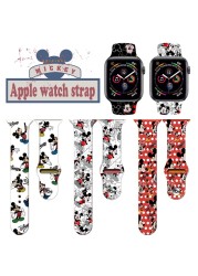 Suitable for apple watch strap cartoon mickey minnie iwatch6 watch with silicone apple watch 7/5/4/3 generate watch sebelt