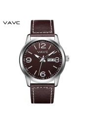 2022 New VAVC Quartz Watches Men Black Leather Band Causal Analog Dress Quartz Wrist Watch with Black Face and Simple Design