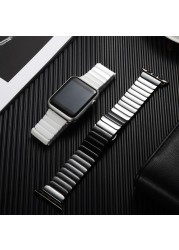 Square+Ceramic Strap for Apple Watch Band 44mm 40mm 42/38mm Butterfly Buckle Watchband Link Bracelet iwatch serie 5 4 3 Se 6 7 45mm