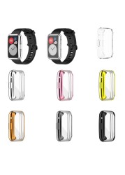 TPU Soft Full Glass Screen Protector Case Shell Edge Frame For Huawei Watch Fit Strap Band Protective Film Strap For-Huawei Fit