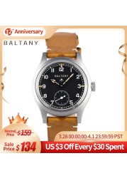 Baltany Dirty Dozen Watch Men 36mm Bubble Sapphire Sea Gull ST1701 Swiss Lumi Automatic Mechanical Vintage Military Wristwatches