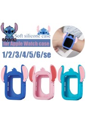 Lilo & Stitch Silicone Case for Apple Watch 6 SE 5 4 40mm 44mm Stereo Ear Cover Protective Cover for iWatch 4 5 6 Bumper