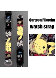 Pokemon Suitable for Mi Band 3/4/5/6 Wristband Copy Strap Cute Print Pikachu Silicone Sports Watch Replacement Wristband