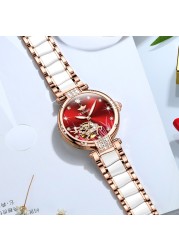 OUPINKE luxury brand automatic mechanical watch women sapphire mirror waterproof luminous diamond swiss movement wristwatch