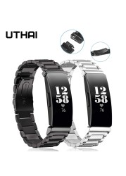 UThai F06 Watch Strap For Fitbit Inspire HR/Inspire Strap Fracelet Stainless Steel Watchband Band Gold Bracelet Sliver Table