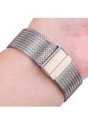 Stainless Steel Watch Band Bracelet 16mm 18mm 20mm 22mm Mesh Milanese Loop Watchbands Women Men Replacement Accessories Strap