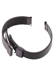 Milanese Mesh Loop Watchbands 16mm 18mm 20mm 22mm 24mm Silver Black Wrist Watch Bracelet Band Strap Clasp Deployment