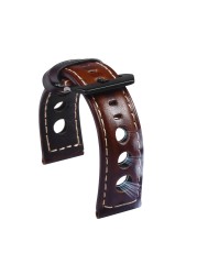 Genuine Leather Watch Strap for Men, Vintage, Brown, 20mm, 22mm, 24mm, 3 Holes, Soft, Breathable