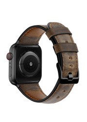 Retro cowhide leather strap for apple watch 7 44mm 40mm 41mm 45mm iwatch strap bracelet correa apple watch series 7 6 5 4 3 2 se band