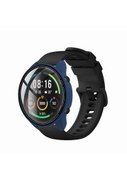 Computer With Glass Case For Mi Watch Color Tempered Glass Full Cover Protective Shell Bomber Sreeen Case For Xiaomi Mi Watch Color