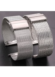 316l Stainless Steel Milanese Loop Watch Bracelet Men Women Replacement Watchband Strap 16mm 18mm 20mm 22mm Silver Black