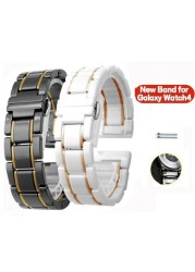 Ceramic Band for Samsung Galaxy Watch 4 40/44mm Watch4 Classic 42/46mm Quick Release Strap with Butterfly Buckle Bracket Watch