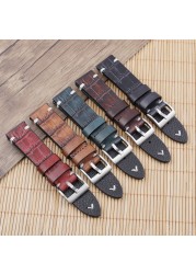 Genuine Leather Watchband 18mm 20mm 22mm 24mm Vintage Personality Crocodile Texture Watch Strap Bracelet for Men Women