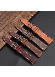 Retro Soft Leather Watch Strap 18 19 20 21 22mm Brown Leather Handmade