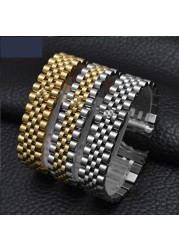 Watch Accessories Steel Strap Male 13mm17mm20mm Sports For Rolex Luxury Series Five Beads Full Solid Strap Women Watch Band