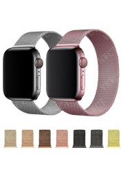 Magnetic Loop Strap for Apple Watch Band 44mm 40mm 45mm 41mm 42mm 38mm Stainless Steel Korea Bracelet iWatch serie 3 4 5 6 se 7