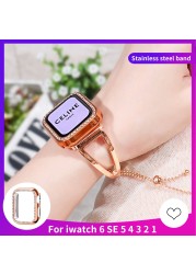 Ladies Bracelet Strap for Apple Watch Bnad + Diamond Chain Chain Se 65432 Band 42mm 44mm Stainless Steel for iWatch 38mm 40mm