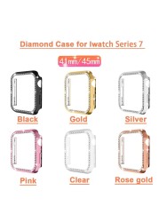 Bling Cover Case For Apple Watch Series 7 45mm 41mm Cover Sparkling Crystal Diamond Plated Bezel Case For Women/Girls Rose Gold