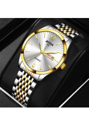 Luxury Mens Watches Business Waterproof Quartz Wrist Watch Stainless Steel Dial Casual Sports Clock Male Clock Relogio Masculino