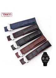 Genuine Leather Bracelet 19mm 20mm 22m For Tag Heuer Watches Men Wrist Band Accessories Fold Buckle Leather Watch Strap