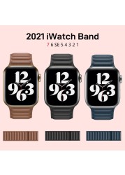 Strap for Apple Watch Band Leather Link Loop 44mm 40mm iWatch Series 7 6 SE 5 4 3 2 1 watchbands bracelet 42mm 38mm wristbands