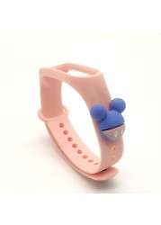 Disney Mickey Minnie Strap For Xiaomi Mi Band 4 3 5 6 Watch Strap Silicone Bracelet Replacement For Xiaomi Band Wristband