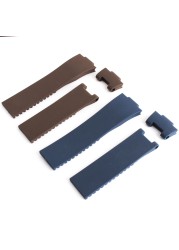 Silicone Rubber Watch Strap, 25 x 12mm, Black, Brown, Blue, Water Resistant