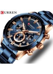 CURREN Men Watch Luxury Brand Sport Quartz Mens Watches Full Steel Waterproof Chronograph Wristwatch Men Relogio Masculino