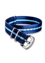 NATO watch strap blue nylon one piece replacement seat belt movement watch straps for man or woman 18mm 20mm 22mm 24mm