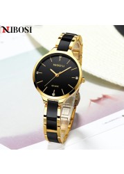 NIBOSI relógio feminino New Fashion Brand Women Watch Luxury Quartz Ladies Ceramic Watch Waterproof Watches for Women