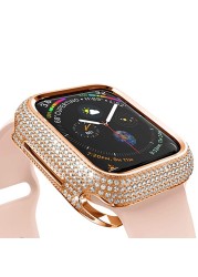 الفاخرة الماس الغطاء الواقي ل iWatch سلسلة 7 6 5 40 مللي متر 44 مللي متر المرأة مجوهرات حالة ل أبل ووتش 7 41 مللي متر 45 مللي متر SE 3 42 مللي متر 38 مللي متر