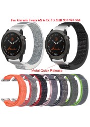 22 26mm Quick Release Nylon Loop Strap for Garmin Fenix ​​6X 6 Pro Fenix ​​5X 5 3/3HR 935 945 Smart Watchband Correa Metal Connector