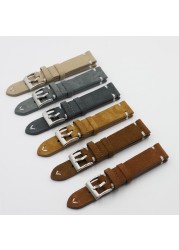 Suede Leather Watch Strap Band 18mm 20mm 22mm 24mm Brown Coffee Watchstrap Handmade Stitching Replacement Wristband