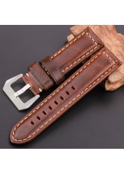 Genuine Leather Watch Band for Men, Dark Brown, 20mm, 22mm, 24mm Cowhide Watch Accessories