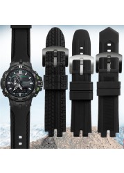 Soft Silicone Watchband for C-Casio PRG-300 330 PRW-3000 PRW-3100 PRW-6000 PRW-6100 Watch Band Black Rubber Watch Strap Bracelet