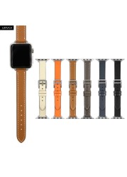 URVOI One Round for Apple Watch Band Series 7 6 SE 5 43 Genuine Leather Slim New Design Handmade Strap Adapter for iWatch 40mm