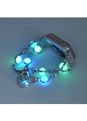 Luminous strap for apple watch 38/40/41mm 42/44/45mm women beads bracelet for iwatch series 3 4 5 6 SE 7