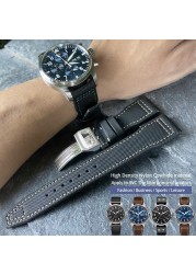 20/21/22mm High Quality Calfskin Leather Nylon Watch Strap Fit For IWC Pilot SPITFIRE MARK18 PORTOFINO Best Gun IW3777 Watchband