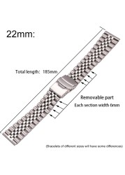 Stainless Steel Watchbands Women Men Bracelet 18mm 20mm 22mm 24mm Silver Straight End Watch Band Strap Watch Accessories