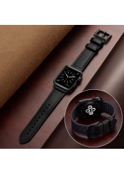 Silicone + Leather Strap for Apple Watch Band 44mm 40mm 38mm 42mm 45mm 41mm Watchband Bracelet Korea iwatch Series 3 4 5 6 SE 7