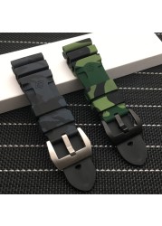 24mm 26mm Camouflage Colorful Silicone Rubber Watch Band Replacement for Panerai Strap Watch Band Waterproof Watchband Free Tools