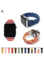 Lebanda حزام منسوج ملون مناسب لسلسلة ساعات أبل 7 6 SE 5 4 3 2 حزام نايلون منسوج مناسب لتصميم iWatch الكلاسيكي