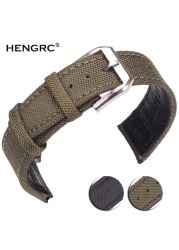 Genuine Nylon Leather Watch Straps for Men and Women, High Quality, Silver Pin Buckle, 20mm, 21mm, 22mm